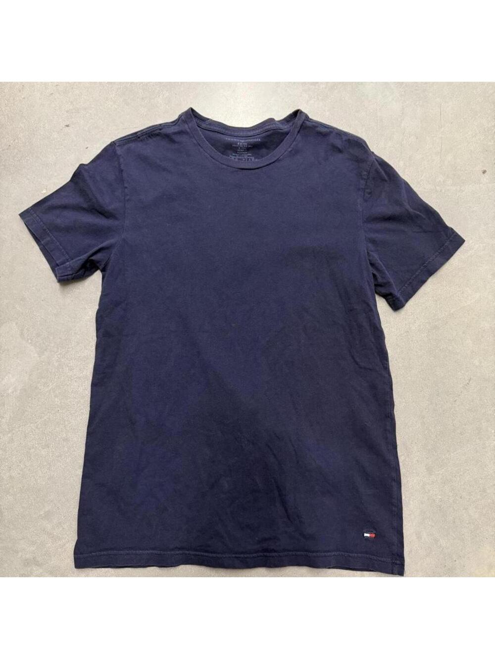 Y2K Tommy Hilfiger Flag Logo Shirt Mens Medium Navy Blue Essential Crewneck Tee